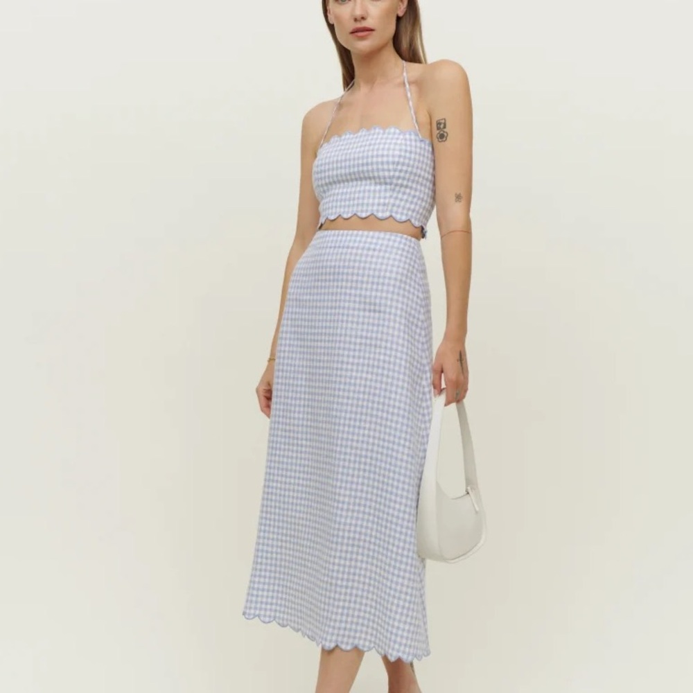 Reformation Yvonne linen set in blue